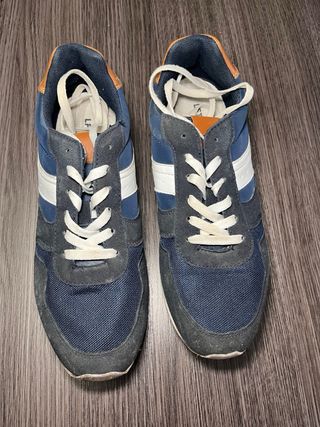Zapatillas casual tela azul y blanco