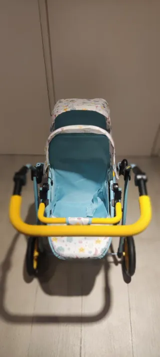 Carrito Gemelar Muñecas Azul y Amarillo