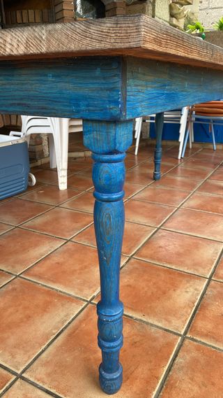 BAJADA DE PRECIO Mesa de madera rústica azul