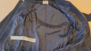 Chaqueta Bomber Piel Mango Azul Talla S