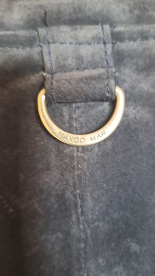 Chaqueta Bomber Piel Mango Azul Talla S