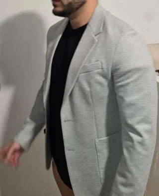 Americana Blazer Gris Claro