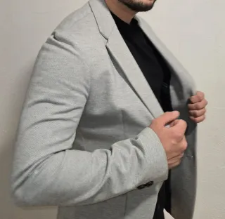 Americana Blazer Gris Claro