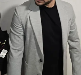 Americana Blazer Gris Claro