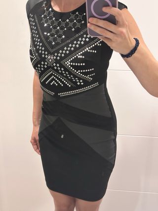 Vestido fiesta Angysix negro y gris