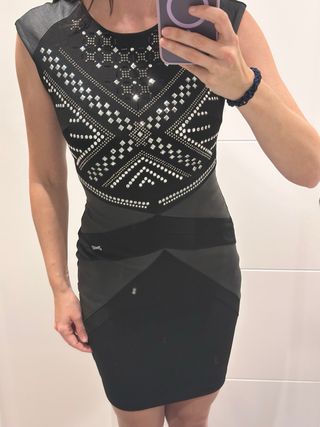 Vestido fiesta Angysix negro y gris