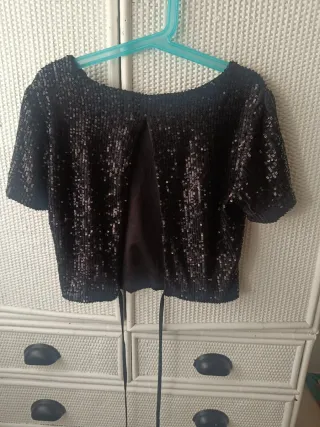 Conjunto fiesta lentejuelas niña negro