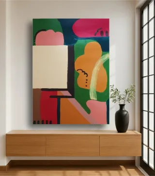 Cuadro pintura abstracto colorido grande