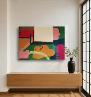 Cuadro pintura abstracto colorido grande