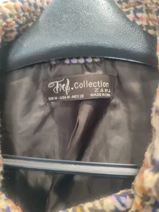 Vintage Zara Abrigo estampado cuadros size M