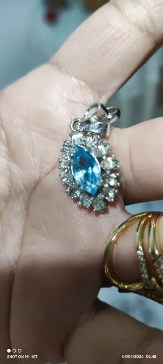 Colgante Plata Topacio Azul Marquise