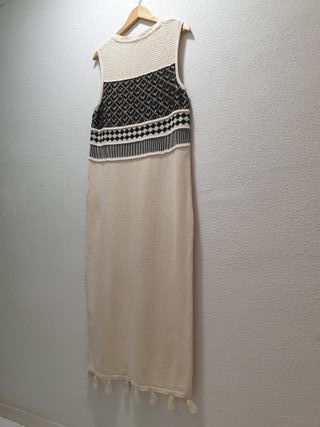 Vestido largo de punto invierno diseño geométrico