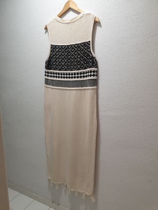 Vestido largo de punto invierno diseño geométrico