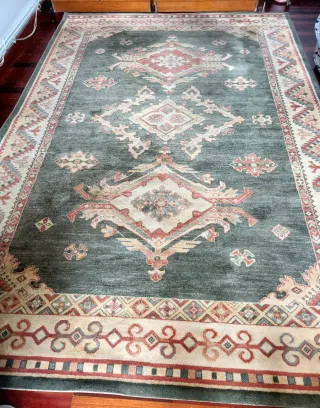 Alfombra Salón Lana Beige y Verde