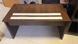 Mesa de centro madera con 2 cristales