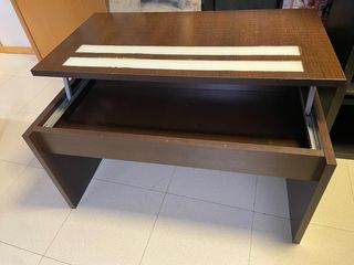 Mesa de centro madera con 2 cristales