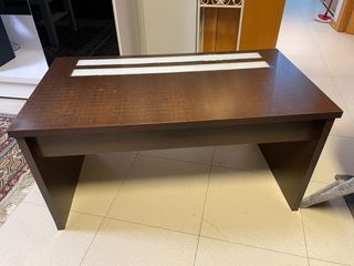 Mesa de centro madera con 2 cristales