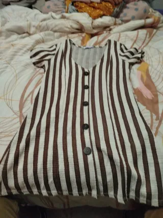 Vestido rayas marrones y blancas