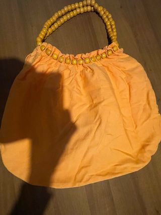 Borsa arancio con fiori, paiettes e perline di leg