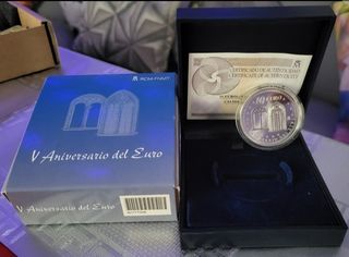 10 Euros V Aniversario del Euro 2007 plata. RRR