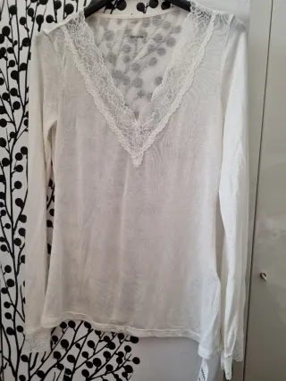 Maglietta misto lana bianca