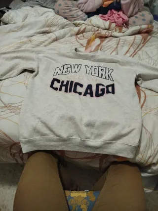 Sudadera New York Chicago Beige Negra