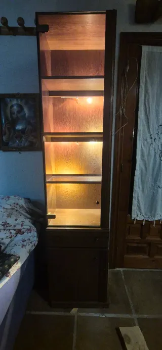 Mueble vitrina con luz