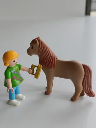 Playmobil niño y caballo con cepillo