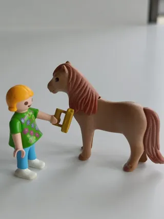 Playmobil niño y caballo con cepillo