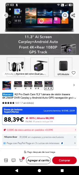 Pantalla Carplay 11.3 Coche