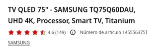 TV QLED Samsung 75 UHD 4K Smart TV
