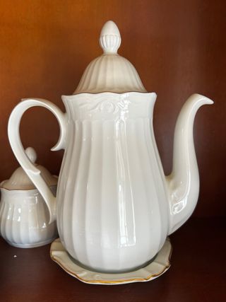 Juego de café porcelana oro blanco