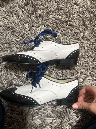 Zapatos Oxford Piel Bicolor Blanco y Negro