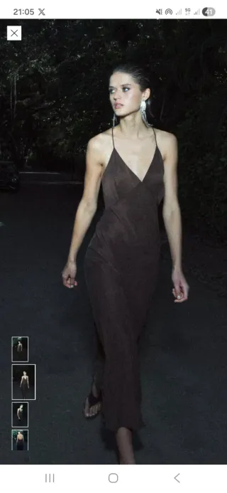 Vestido largo Zara marrón