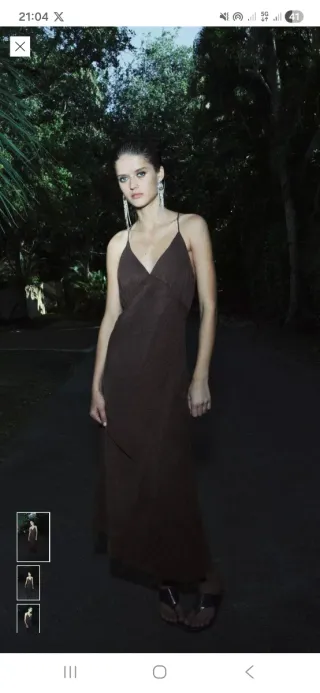 Vestido largo Zara marrón