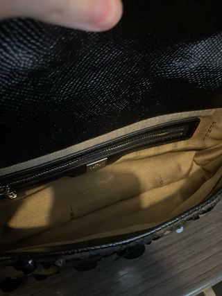 Borsa Fxndi Baguette nera con paillettes