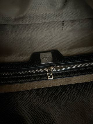 Borsa Fxndi Baguette nera con paillettes