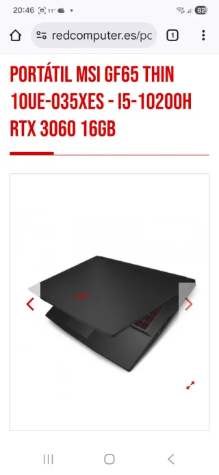 Portátil MSI GF65 Thin RTX 3060 16GB