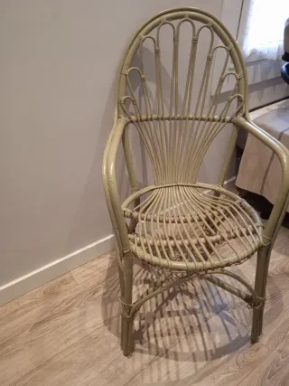 Silla bambú vintage verde claro