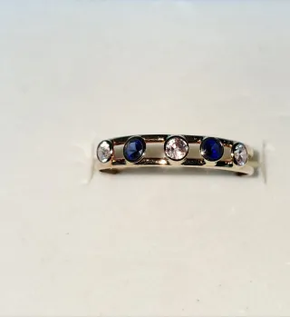 Sortija oro 18k zafiros azules y circonitas