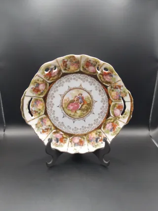 🇩🇪 Fuente de porcelana alemana decorada