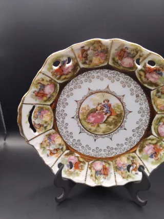 🇩🇪 Fuente de porcelana alemana decorada
