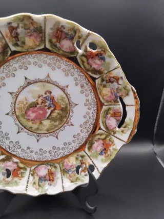 🇩🇪 Fuente de porcelana alemana decorada