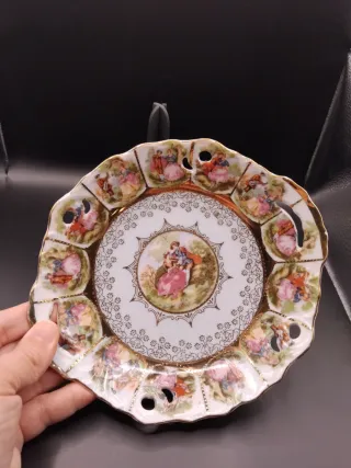 🇩🇪 Fuente de porcelana alemana decorada