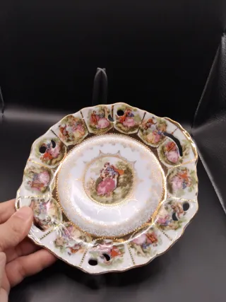 🇩🇪 Fuente de porcelana alemana decorada