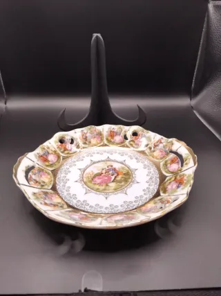 🇩🇪 Fuente de porcelana alemana decorada