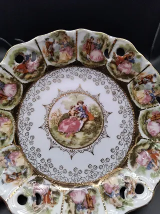 🇩🇪 Fuente de porcelana alemana decorada