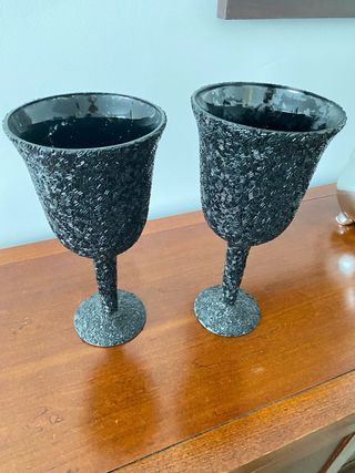 Jarrones decorativas negras de cristal