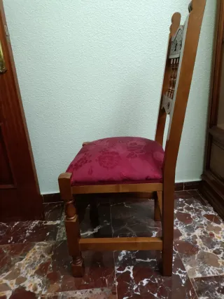 Juego 6 Sillas Salón Madera Tapizado