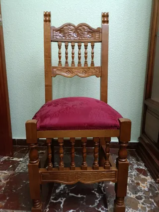 Juego 6 Sillas Salón Madera Tapizado